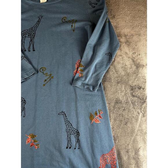 Vintage Copacabana Giraffe Print Dress Size Large Blue Gray Maxi Made in USA - Picture 5 of 9